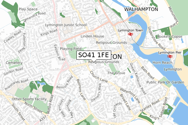 SO41 1FE map - small scale - OS Open Zoomstack (Ordnance Survey)