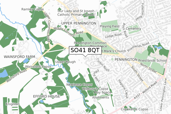 SO41 8QT map - small scale - OS Open Zoomstack (Ordnance Survey)
