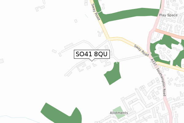 SO41 8QU map - large scale - OS Open Zoomstack (Ordnance Survey)