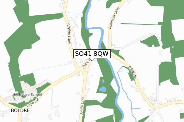 SO41 8QW map - large scale - OS Open Zoomstack (Ordnance Survey)
