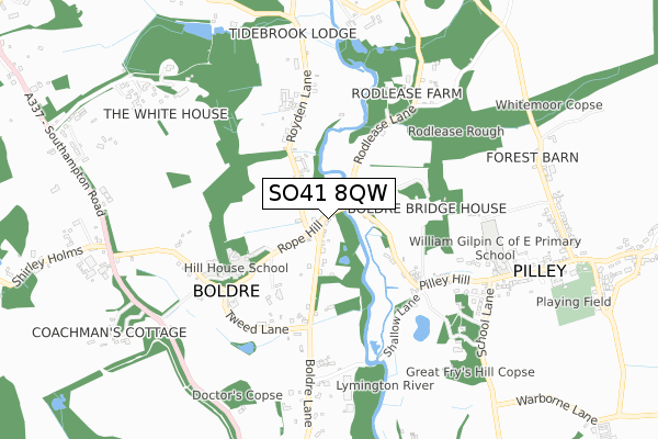 SO41 8QW map - small scale - OS Open Zoomstack (Ordnance Survey)