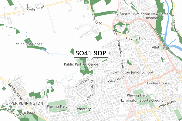 SO41 9DP map - small scale - OS Open Zoomstack (Ordnance Survey)