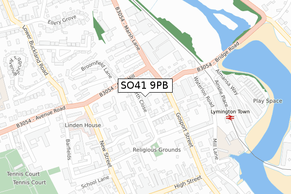SO41 9PB map - large scale - OS Open Zoomstack (Ordnance Survey)