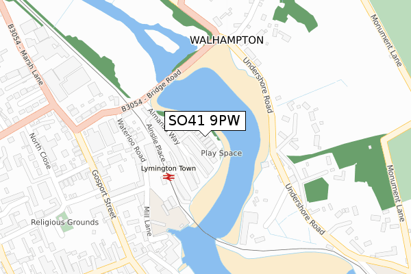 SO41 9PW map - large scale - OS Open Zoomstack (Ordnance Survey)