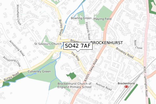 SO42 7AF map - large scale - OS Open Zoomstack (Ordnance Survey)