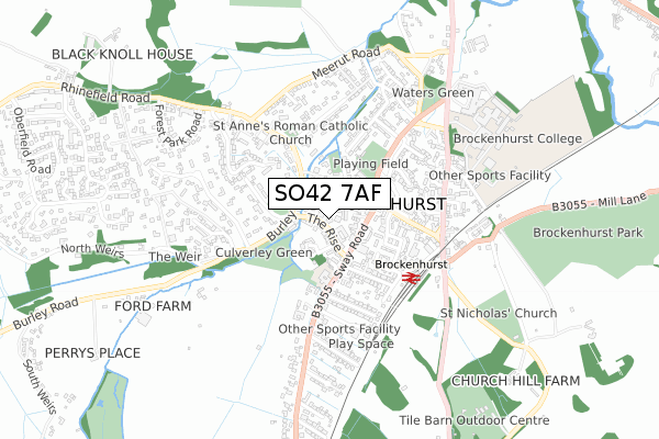 SO42 7AF map - small scale - OS Open Zoomstack (Ordnance Survey)