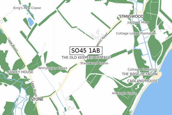 SO45 1AB map - small scale - OS Open Zoomstack (Ordnance Survey)