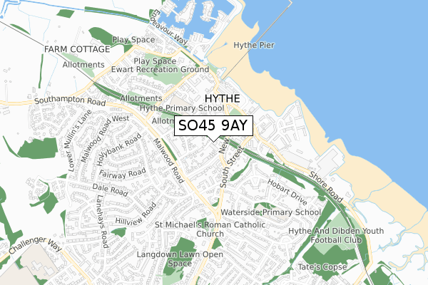 SO45 9AY map - small scale - OS Open Zoomstack (Ordnance Survey)