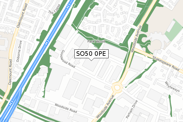 SO50 0PE map - large scale - OS Open Zoomstack (Ordnance Survey)