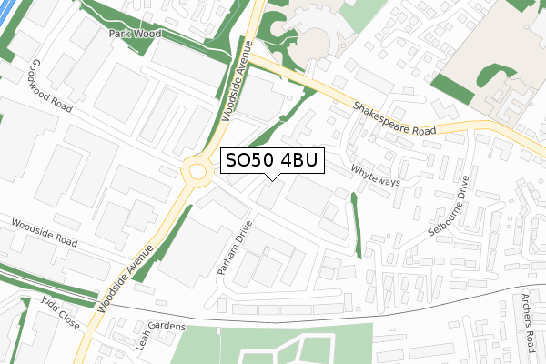 SO50 4BU map - large scale - OS Open Zoomstack (Ordnance Survey)