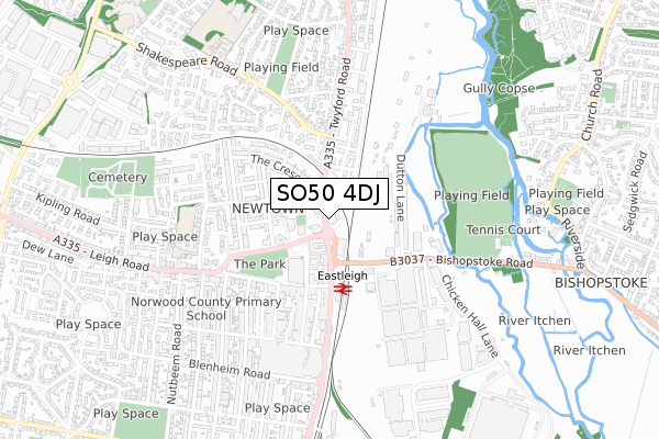 SO50 4DJ map - small scale - OS Open Zoomstack (Ordnance Survey)