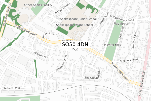 SO50 4DN map - large scale - OS Open Zoomstack (Ordnance Survey)