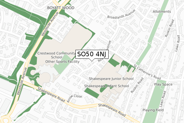 SO50 4NJ map - large scale - OS Open Zoomstack (Ordnance Survey)