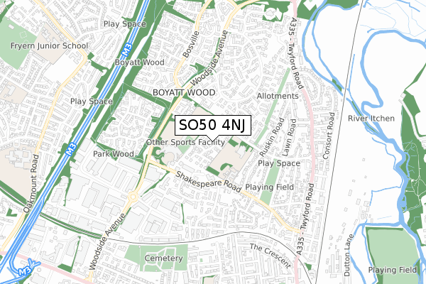 SO50 4NJ map - small scale - OS Open Zoomstack (Ordnance Survey)