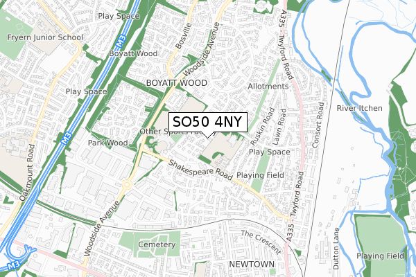 SO50 4NY map - small scale - OS Open Zoomstack (Ordnance Survey)