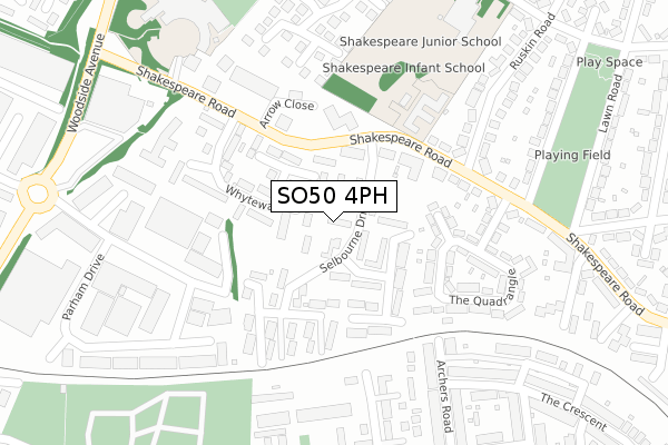 SO50 4PH map - large scale - OS Open Zoomstack (Ordnance Survey)