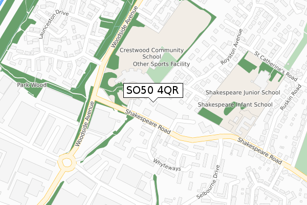 SO50 4QR map - large scale - OS Open Zoomstack (Ordnance Survey)