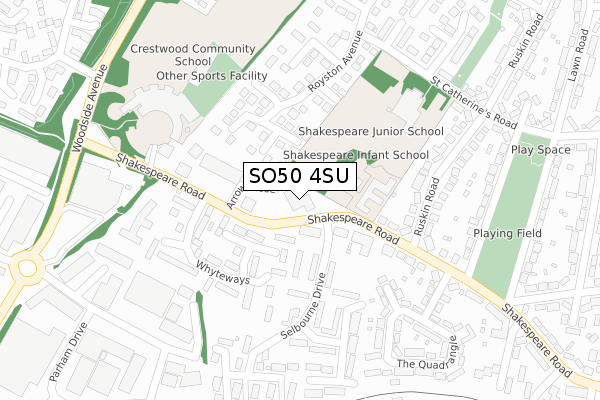 SO50 4SU map - large scale - OS Open Zoomstack (Ordnance Survey)