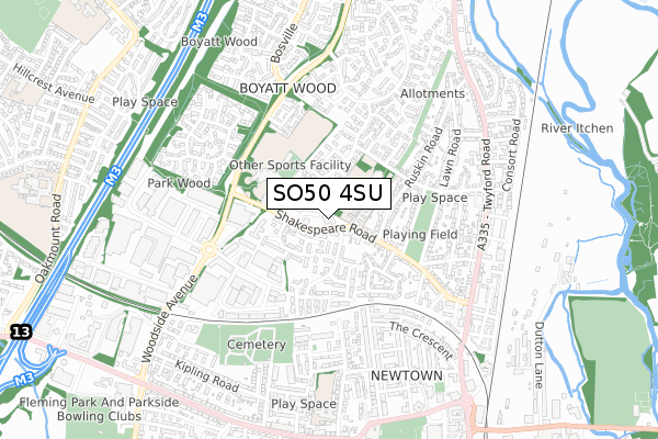 SO50 4SU map - small scale - OS Open Zoomstack (Ordnance Survey) SO50 4SU map - small scale - OS Open Zoomstack (Ordnance Survey)