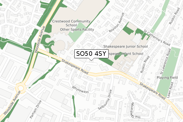 SO50 4SY map - large scale - OS Open Zoomstack (Ordnance Survey)