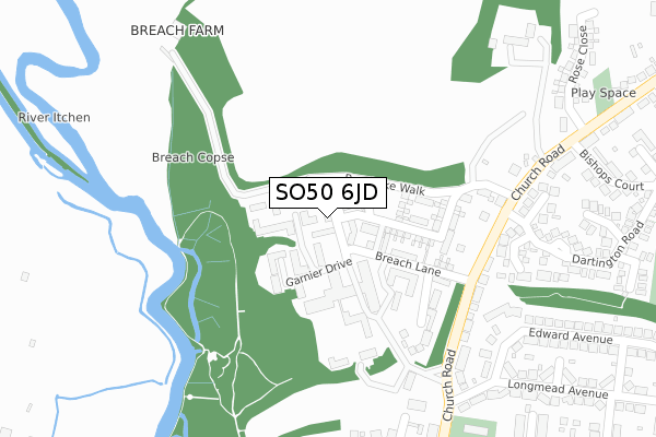 SO50 6JD map - large scale - OS Open Zoomstack (Ordnance Survey)