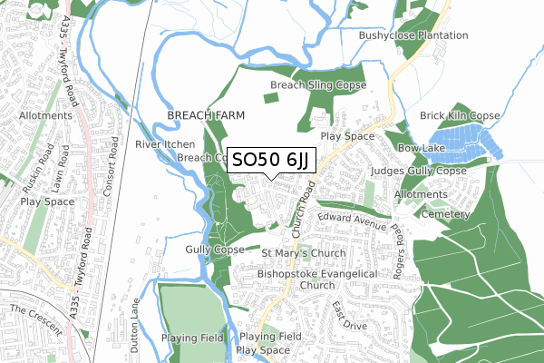 SO50 6JJ map - small scale - OS Open Zoomstack (Ordnance Survey)