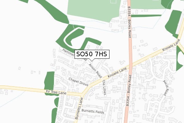 SO50 7HS map - large scale - OS Open Zoomstack (Ordnance Survey)
