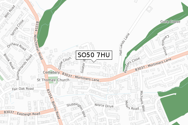 SO50 7HU map - large scale - OS Open Zoomstack (Ordnance Survey)