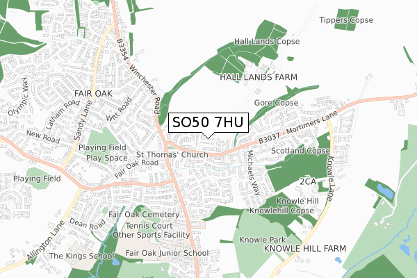 SO50 7HU map - small scale - OS Open Zoomstack (Ordnance Survey)