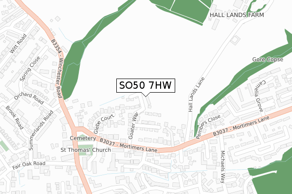 SO50 7HW map - large scale - OS Open Zoomstack (Ordnance Survey)