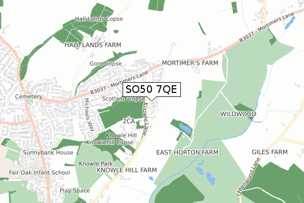 SO50 7QE map - small scale - OS Open Zoomstack (Ordnance Survey)