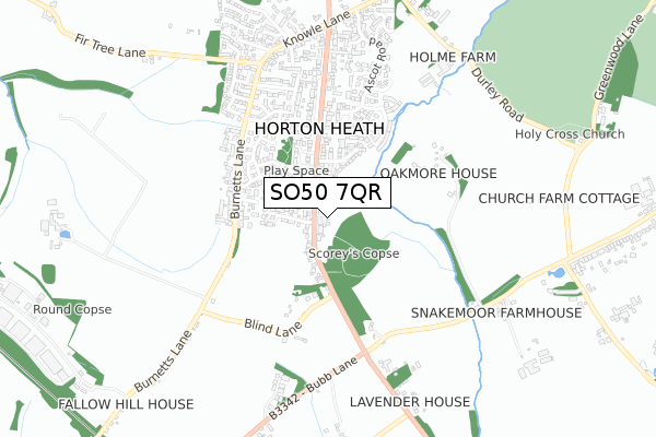 SO50 7QR map - small scale - OS Open Zoomstack (Ordnance Survey)