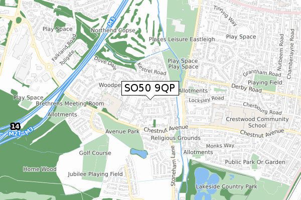 SO50 9QP map - small scale - OS Open Zoomstack (Ordnance Survey)