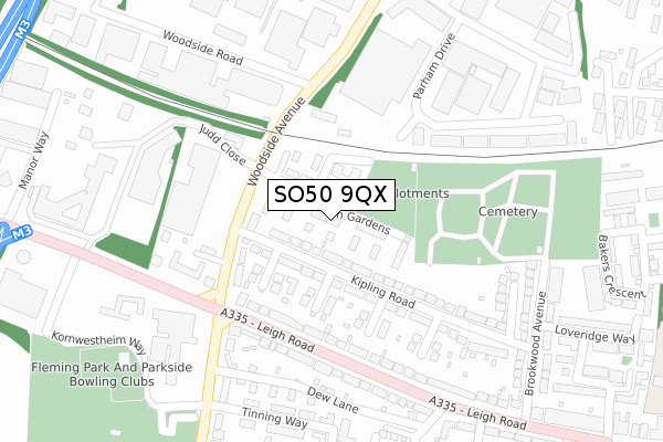 SO50 9QX map - large scale - OS Open Zoomstack (Ordnance Survey)