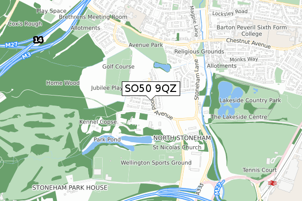 SO50 9QZ map - small scale - OS Open Zoomstack (Ordnance Survey)