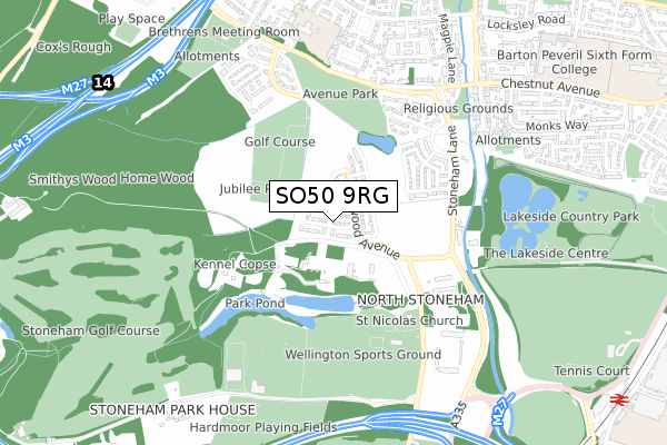 SO50 9RG map - small scale - OS Open Zoomstack (Ordnance Survey)