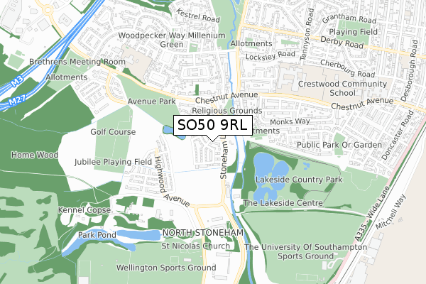 SO50 9RL map - small scale - OS Open Zoomstack (Ordnance Survey)