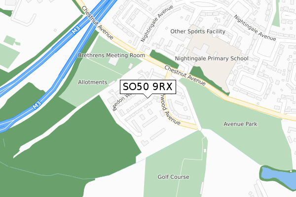 SO50 9RX map - large scale - OS Open Zoomstack (Ordnance Survey)