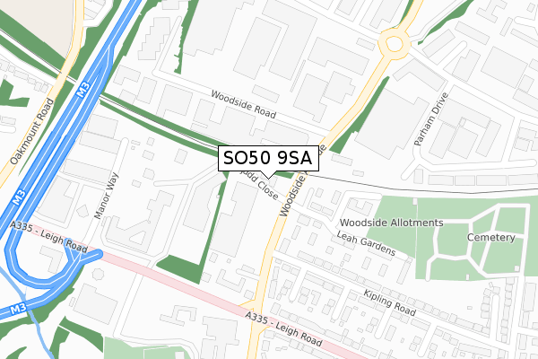 SO50 9SA map - large scale - OS Open Zoomstack (Ordnance Survey)