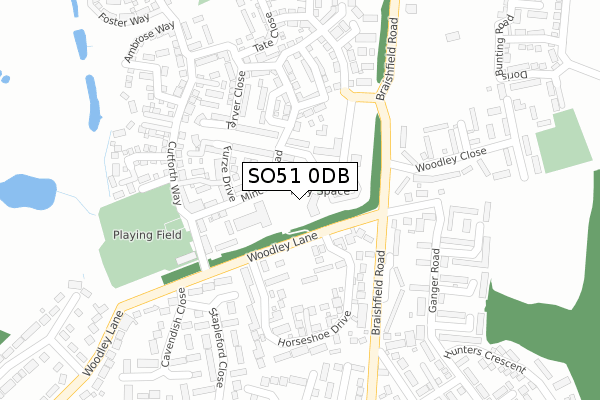 SO51 0DB map - large scale - OS Open Zoomstack (Ordnance Survey)