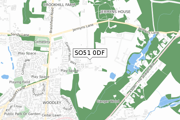 SO51 0DF map - small scale - OS Open Zoomstack (Ordnance Survey)