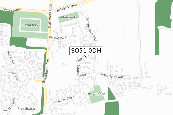SO51 0DH map - large scale - OS Open Zoomstack (Ordnance Survey)