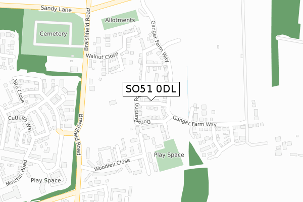 SO51 0DL map - large scale - OS Open Zoomstack (Ordnance Survey)