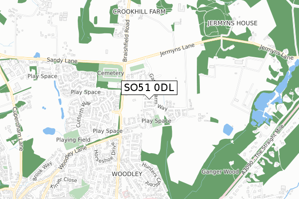 SO51 0DL map - small scale - OS Open Zoomstack (Ordnance Survey)
