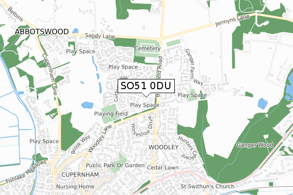 SO51 0DU map - small scale - OS Open Zoomstack (Ordnance Survey)