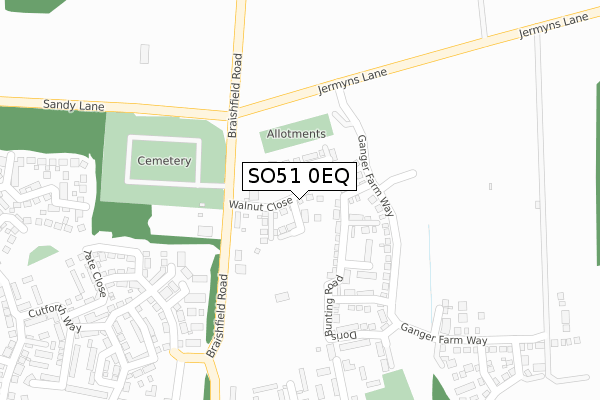 SO51 0EQ map - large scale - OS Open Zoomstack (Ordnance Survey)