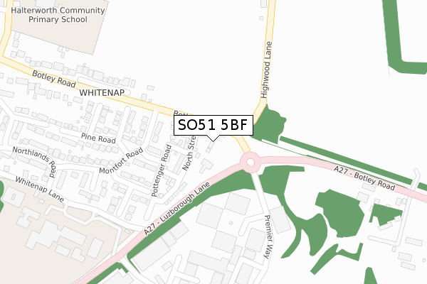 SO51 5BF map - large scale - OS Open Zoomstack (Ordnance Survey) SO51 5BF map - large scale - OS Open Zoomstack (Ordnance Survey)