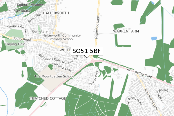 SO51 5BF map - small scale - OS Open Zoomstack (Ordnance Survey) SO51 5BF map - small scale - OS Open Zoomstack (Ordnance Survey)