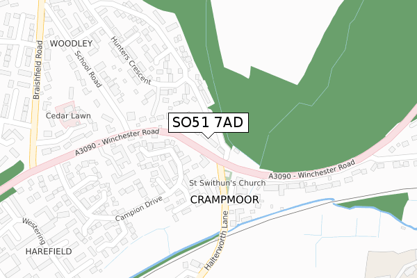 SO51 7AD map - large scale - OS Open Zoomstack (Ordnance Survey) SO51 7AD map - large scale - OS Open Zoomstack (Ordnance Survey)