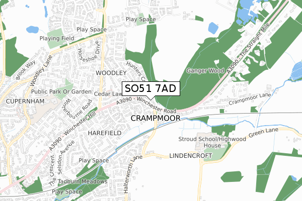 SO51 7AD map - small scale - OS Open Zoomstack (Ordnance Survey) SO51 7AD map - small scale - OS Open Zoomstack (Ordnance Survey)